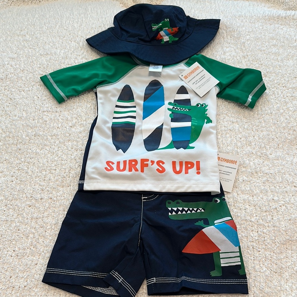 Gymboree Green and Blue Rashguard Swim Set